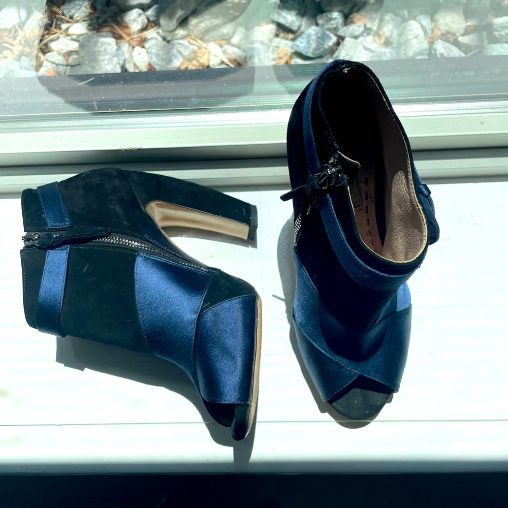 Black Suede/Navy Blue Miu Miu Booties